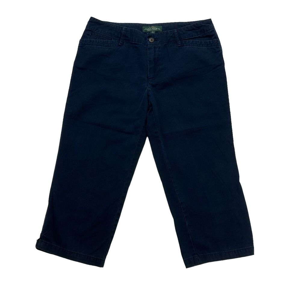 Ralph Lauren Pants Womens 6 Navy Blue Capris Cropped Straight Leg Mid Rise